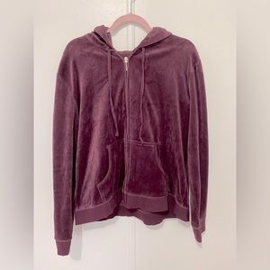 Velour Zip Front Hooded Jacket